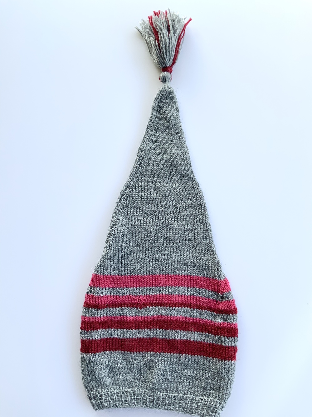 Børn 0 3 Nissehue Grå Rød Pink Håndstrikket Blød Uld