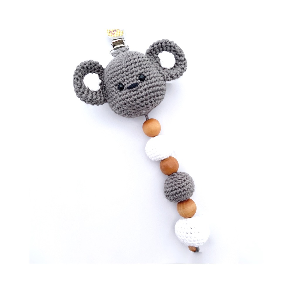 Legetøj Baby Barnevogns Vedhæng Bamse Grå Hvid 2