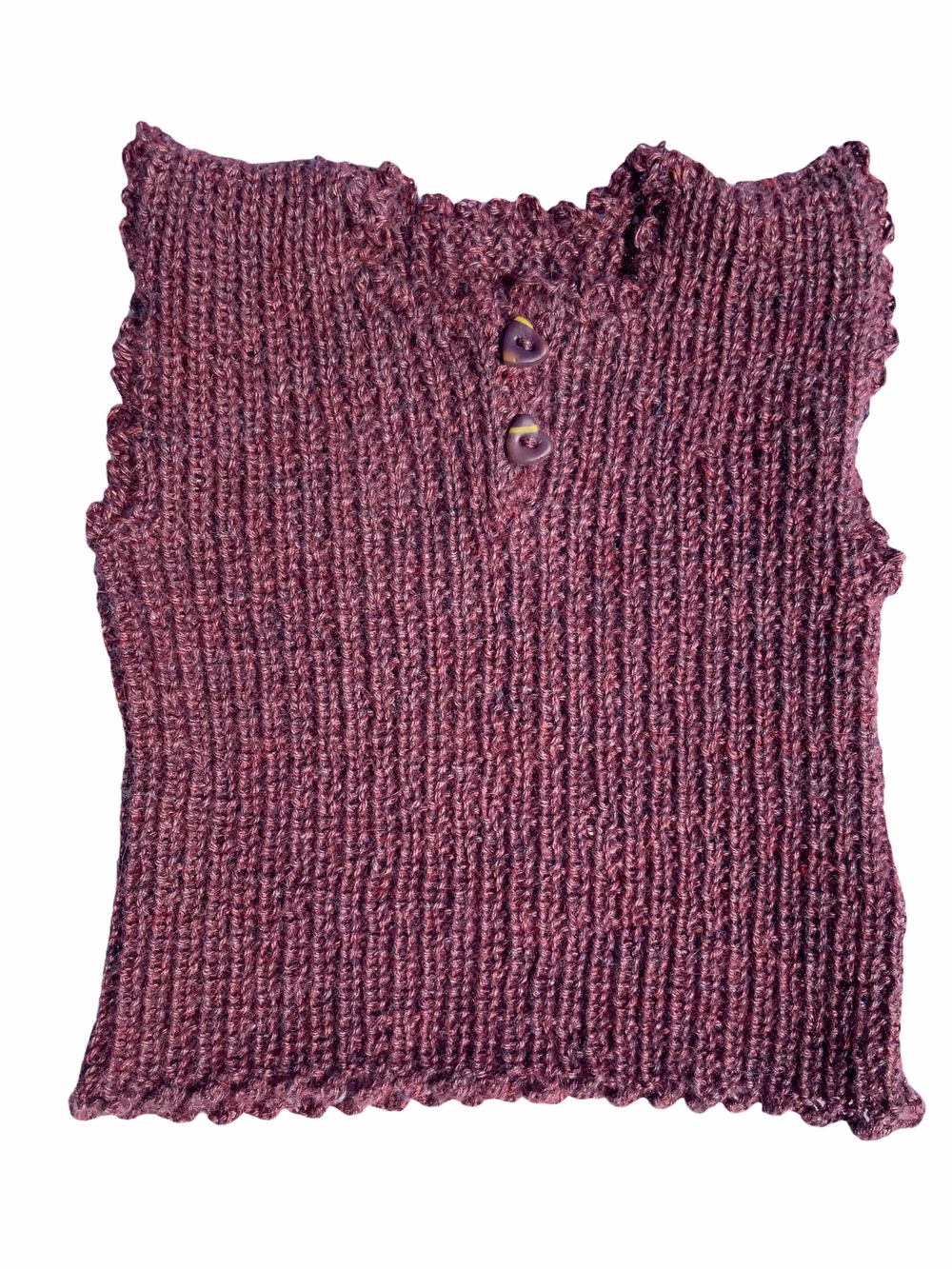 Børn Vest Håndstrikket Silke Alpaca Bordeaux 3