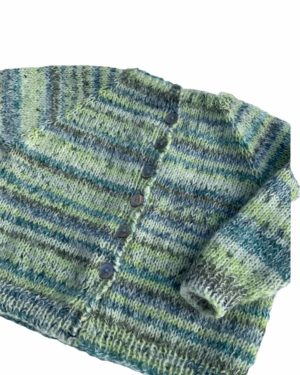 Børn Cardigan Sweater Fluffy Grøn Blå Håndstrikket Supersoft 2
