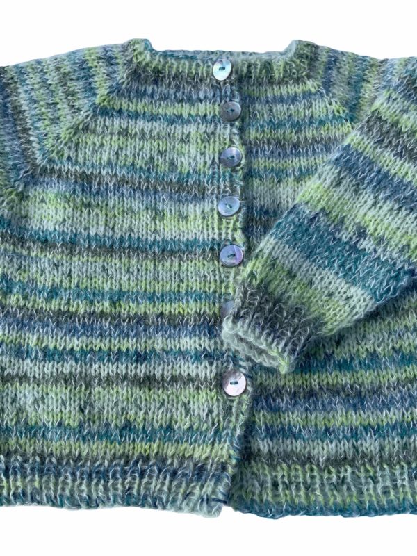 Børn Cardigan Sweater Fluffy Grøn Blå Håndstrikket Supersoft 3