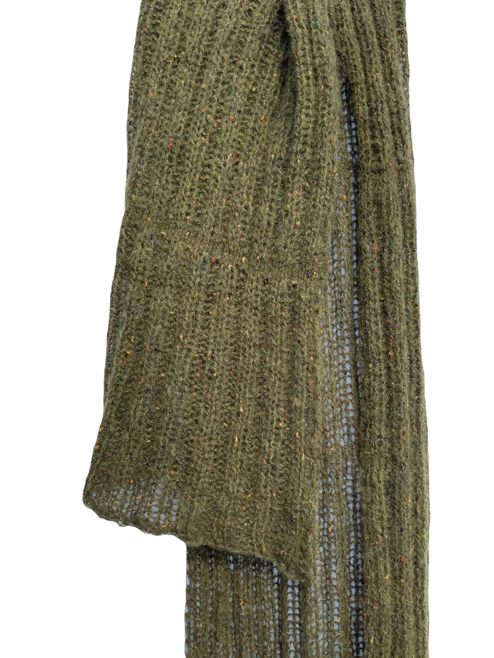 Sjal Tørklæde Supersoft Let Håndstrikket Oliven Mix 4